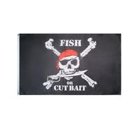 AZ FLAG - Drapeau Pirate Bandana Fish or Cut Bait - 150x90 cm - Drapeau Corsaire Tête De Mort 100% Polyester Avec Oeillets Métalliques Intégrés - Pavillon 110 g