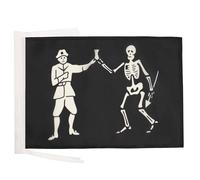 AZ FLAG - Drapeau Pirate Bart Roberts - 45x30 cm - Pavillon Tête De Mort 100% Polyester Avec Deux Cordelettes - 20g