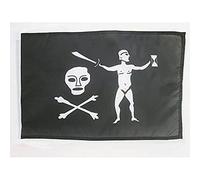 AZ FLAG - Drapeau Pirate Capitaine Dulaien - 45x30 cm - Pavillon Corsaire Tête De Mort 100% Polyester Avec Deux Cordelettes - 20g