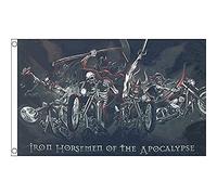 AZ FLAG - Drapeau Pirate Cavaliers de Fer - 150x90 cm - Drapeau Tête De Mort Biker 100% Polyester Avec Oeillets Métalliques Intégrés - Pavillon 110 g