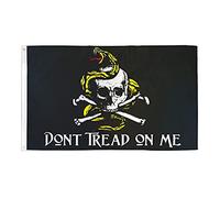 AZ FLAG - Drapeau Pirate Don't Tread On Me - 150x90 cm - Drapeau Corsaire Tête De Mort 100% Polyester Avec Oeillets Métalliques Intégrés - Pavillon 110 g