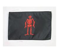 AZ FLAG - Drapeau Pirate Edward Lowe - 45x30 cm - Pavillon Corsaire Tête De Mort 100% Polyester Avec Deux Cordelettes - 20g