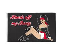 AZ FLAG - Drapeau Pirate Hands Off My Booty - 150x90 cm - Drapeau Corsaire Tête De Mort 100% Polyester Avec Oeillets Métalliques Intégrés - Pavillon 110 g