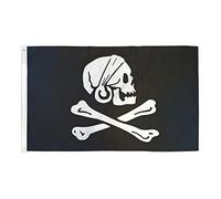 AZ FLAG - Drapeau Pirate Henry Avery Noir - 150x90 cm - Drapeau Corsaire Tête De Mort 100% Polyester Avec Oeillets Métalliques Intégrés - Pavillon 110 g