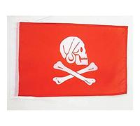 AZ FLAG - Drapeau Pirate Henry Avery Rouge - 45x30 cm - Pavillon Corsaire Tête De Mort 100% Polyester Avec Deux Cordelettes - 20g