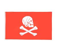 AZ FLAG - Drapeau Pirate Henry Avery Rouge - 90x60 cm - Drapeau Corsaire Tête De Mort 100% Polyester Avec Oeillets Métalliques Intégrés - Pavillon 50 g