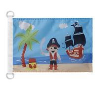 AZ FLAG - Drapeau Pirate Ile au trésor - 45x30 cm - Pavillon Nautique Corsaire Spécial Bateau Et Extérieur En Maille Bloquée Avec Anneaux Plastiques Intégrés - 30g