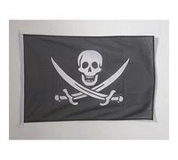AZ FLAG - Drapeau Pirate Jack Rackham - 45x30 cm - Pavillon Nautique Pirates - Corsaire Spécial Bateau Et Extérieur En Maille Bloquée Avec Anneaux Plastiques Intégrés - 30g