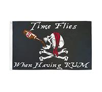 AZ FLAG - Drapeau Pirate Le temps passe avec le rhum - 150x90 cm - Drapeau Corsaire Tête De Mort 100% Polyester Avec Oeillets Métalliques Intégrés - Pavillon 110 g