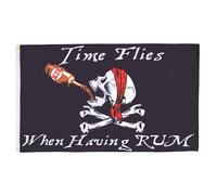 AZ FLAG - Drapeau Pirate Le temps passe avec le rhum - 90x60 cm - Drapeau Corsaire Tête De Mort 100% Polyester Avec Oeillets Métalliques Intégrés - Pavillon 50 g