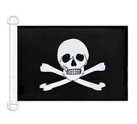 AZ FLAG - Drapeau Pirate Poison - 45x30 cm - Pavillon Nautique Corsaire Tête De Mort Spécial Bateau Et Extérieur En Maille Bloquée Avec Anneaux Plastiques Intégrés - 30g