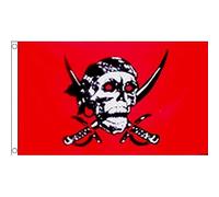 AZ FLAG - Drapeau Pirate Red Skull - 150x90 cm - Drapeau 100% Polyester Avec Oeillets Métalliques Intégrés - Pavillon 110 g