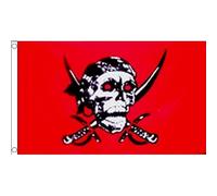 AZ FLAG - Drapeau Pirate Red Skull - 90x60 cm - Drapeau Corsaire Tête De Mort Rouge 100% Polyester Avec Oeillets Métalliques Intégrés - Pavillon 50 g