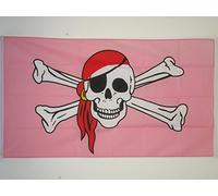 AZ FLAG - Drapeau Pirate Rose Bandana rouge - 90x60 cm - Drapeau Pink Corsaire 100% Polyester Avec Oeillets Métalliques Intégrés - Pavillon 50 g