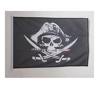 AZ FLAG - Drapeau Pirate Sabres Spécial Extérieur - 90x60 cm - Pavillon Nautique Corsaire En Maille Bloquée Avec Anneaux Plastiques Intégrés - 80g