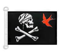 AZ FLAG - Drapeau Pirate Sparrow - 45x30 cm - Pavillon Nautique Corsaire Tête De Mort Spécial Bateau Et Extérieur En Maille Bloquée Avec Anneaux Plastiques Intégrés - 30g