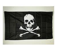 AZ FLAG - Drapeau Pirate tête de mort et os - 150x90 cm - Polyester léger - Drapeau Corsaire Avec Oeillets Métalliques Intégrés - 80g