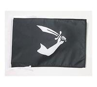AZ FLAG - Drapeau Pirate Thomas Tew - 45x30 cm - Pavillon Corsaire Tête De Mort 100% Polyester Avec Deux Cordelettes - 20g