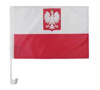 AZ FLAG - Drapeau Pologne avec Aigle Pour Décoration Voiture Avec Attaches En PVC Et Système d'Accroche - Car Flag Polonais - 100% Polyester - 50g - 45x30 cm