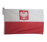 AZ FLAG - Drapeau Pologne avec Aigle Spécial Extérieur - 150x90 cm - Drapeau Polonais En Maille Bloquée Avec Anneaux Plastiques Intégrés - 170g