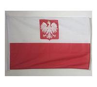 AZ FLAG - Drapeau Pologne avec Aigle Spécial Extérieur - 90x60 cm - Pavillon Nautique Polonais En Maille Bloquée Avec Anneaux Plastiques Intégrés - 80g