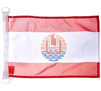 AZ FLAG - Drapeau Polynésie française - 45x30 cm - Pavillon Nautique Polynésien - France Spécial Bateau Et Extérieur En Maille Bloquée Avec Anneaux Plastiques Intégrés - 30g