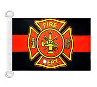 AZ FLAG - Drapeau Pompiers américains - 45x30 cm - Pavillon Nautique Fire Department Des Usa Spécial Bateau Et Extérieur En Maille Bloquée Avec Anneaux Plastiques Intégrés - 30g