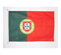 AZ FLAG - Drapeau Portugal Spécial Extérieur - 90x60 cm - Pavillon Nautique Portugais En Maille Bloquée Avec Anneaux Plastiques Intégrés - 80g
