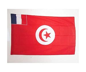AZ FLAG - Drapeau Protectorat français de Tunisie 1881-1956 - 150x90 cm - Drapeau De La Tunisie Française 100% Polyester Avec Fourreau et cordelette - Pavillon 110 g