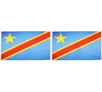 AZ FLAG - Drapeau République Démocratique du Congo - 150x90 cm - Polyester léger - Drapeau Congolais Avec Oeillets Métalliques Intégrés - 80g (Lot de 2)