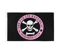 AZ FLAG - Drapeau République des Pirates rose - 90x60 cm - Drapeau Corsaire Tête De Mort 100% Polyester Avec Oeillets Métalliques Intégrés - Pavillon 50 g