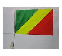 AZ FLAG - Drapeau République du Congo Pour Décoration Voiture Avec Attaches En PVC Et Système d'Accroche - Car Flag Congolais - 100% Polyester - 50g - 45x30 cm