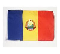 AZ FLAG - Drapeau République socialiste de Roumanie 1947-1989 - 45x30 cm - Pavillon Communiste Roumain 100% Polyester Avec Deux Cordelettes - 20g