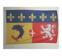 AZ FLAG - Drapeau Rhône-Alpes - 45x30 cm - Pavillon Nautique Rhônalpin - France Spécial Bateau Et Extérieur En Maille Bloquée Avec Anneaux Plastiques Intégrés - 30g