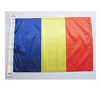 AZ FLAG - Drapeau Roumanie - 45x30 cm - Pavillon Nautique Roumain Spécial Bateau Et Extérieur En Maille Bloquée Avec Anneaux Plastiques Intégrés - 30g