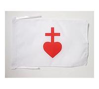 Drapeau Sacré coeur de Jésus 45x30cm - PAVILLON catholique 30 x 45 cm haute qualité - AZ FLAG