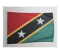 AZ FLAG - Drapeau Saint Kitts et Nevis Spécial Extérieur - 90x60 cm - Pavillon Nautique Kittitien-Nevicien En Maille Bloquée Avec Anneaux Plastiques Intégrés - 80g