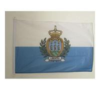 AZ FLAG - Drapeau Saint Marin Spécial Extérieur - 90x60 cm - Pavillon Nautique Saint-Marinais En Maille Bloquée Avec Anneaux Plastiques Intégrés - 80g