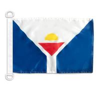 AZ FLAG - Drapeau Saint-Martin - 45x30 cm - Pavillon Nautique Saint-Martinois Spécial Bateau Et Extérieur En Maille Bloquée Avec Anneaux Plastiques Intégrés - 30g