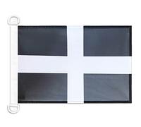 AZ FLAG - Drapeau Saint Piran - 45x30 cm - Pavillon Nautique De Cornouailles - Bretagne Spécial Bateau Et Extérieur En Maille Bloquée Avec Anneaux Plastiques Intégrés - 30g
