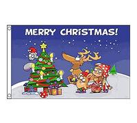 AZ FLAG - Drapeau Scène de Joyeux Noël - 150x90 cm - Drapeau Christmas Scene 100% Polyester Avec Oeillets Métalliques Intégrés - Pavillon 110 g