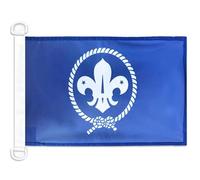 AZ FLAG - Drapeau Scouts Bleu - 45x30 cm - Pavillon Nautique Du Scoutisme Spécial Bateau Et Extérieur En Maille Bloquée Avec Anneaux Plastiques Intégrés - 30g