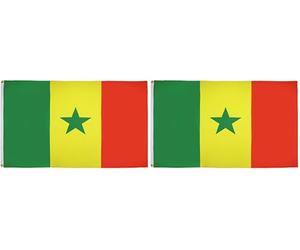 AZ FLAG - Drapeau Sénégal - 90x60 cm - Polyester léger - Drapeau Sénégalais Avec Oeillets Métalliques Intégrés - 40g (Lot de 2)