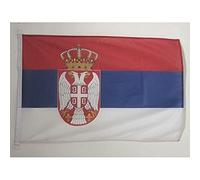 AZ FLAG - Drapeau Serbie Spécial Extérieur - 90x60 cm - Pavillon Nautique Serbe En Maille Bloquée Avec Anneaux Plastiques Intégrés - 80g