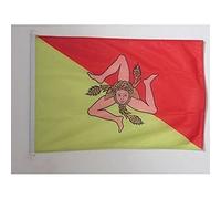 AZ FLAG - Drapeau Sicile Spécial Extérieur - 90x60 cm - Pavillon Nautique Sicilien - Italie En Maille Bloquée Avec Anneaux Plastiques Intégrés - 80g