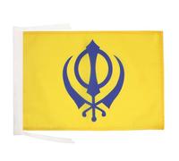 AZ FLAG Drapeau Sikhisme 45x30 cm Du Khanda Polyester 100D Cordelettes