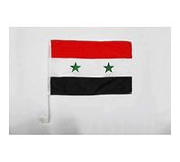 AZ FLAG - Drapeau Syrie Pour Décoration Voiture Avec Attaches En PVC Et Système d'Accroche - Car Flag Syrien - 100% Polyester - 50g - 45x30 cm
