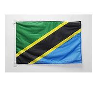 AZ FLAG - Drapeau Tanzanie - 45x30 cm - Pavillon Nautique Tanzanien Spécial Bateau Et Extérieur En Maille Bloquée Avec Anneaux Plastiques Intégrés - 30g