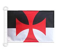 AZ FLAG - Drapeau Templiers Baussant - 45x30 cm - Pavillon Nautique Ordre Du Temple Beaucent Spécial Bateau Et Extérieur En Maille Bloquée Avec Anneaux Plastiques Intégrés - 30g