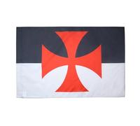 AZ FLAG Drapeau Templiers Baussant 90x60 cm Polyester 100D Fourreau | Usage intérieur et extérieur Drapeau décoratif de l'ordre du Temple coutures doubles et bords renforcés